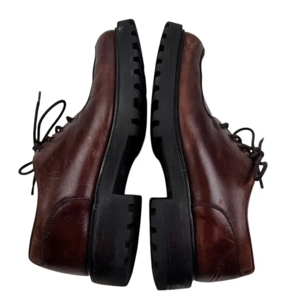 Reaction Kenneth Cole Y2K Leather Chunky Lug Sole Lace Up Loafers Men's Size 9.5
